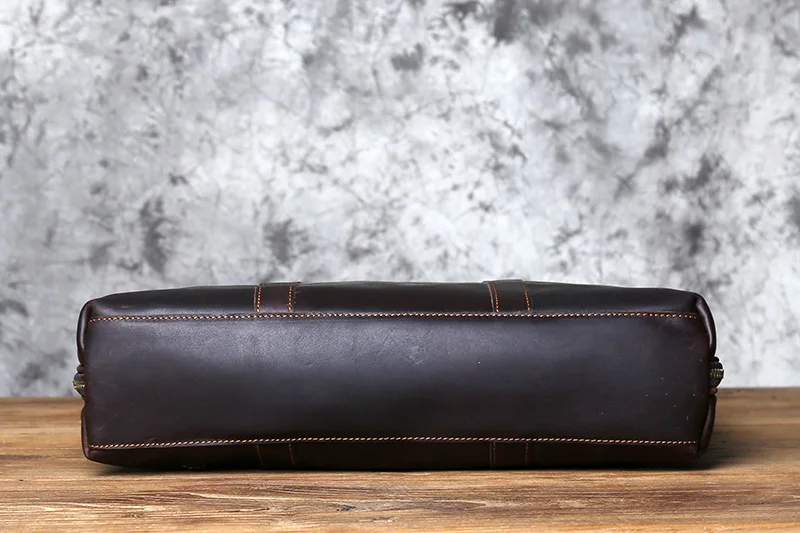 NZPJ Vintage handgefertigte Leder Herrenhandtasche Oberschicht Rindsleder Große Kapazität Business Computertasche Herren Schulter Diagonaltasche – Detail 10