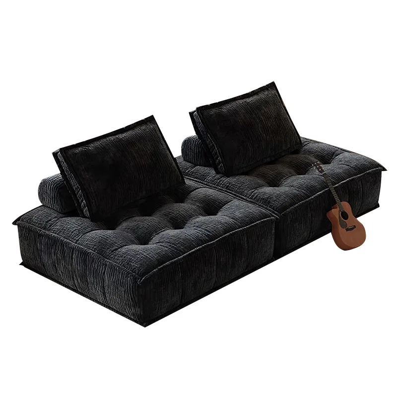 

Piedmont tofu block fabric sofa high-end black chenille living room sofa design