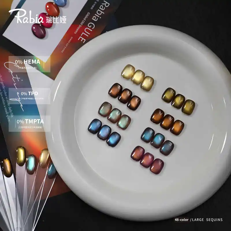 RIBIA جودة عالية 48 ألوان ضوء القمر القط العين جيل للأظافر مجموعة 2025 جديد رائجة البيع HEMA خالية من البولي يوريثان الحراري غير سامة UV جل بالجملة