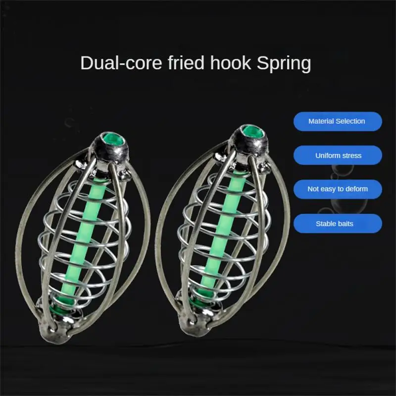 

Spring Bait Holder Dual-core Explosive Hook Fishing Carp Bighead Cage Stainless Steel Spring Nest Holder Bait Cage Lantern Nest