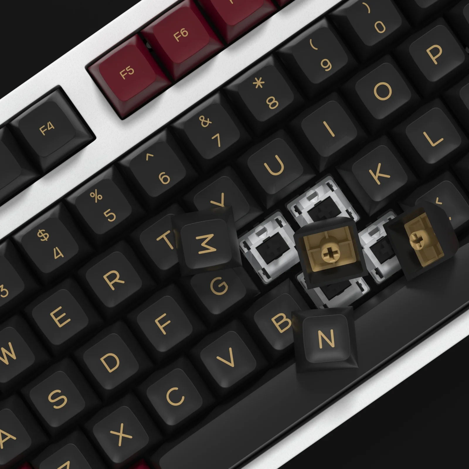 Imagem -04 - Kbdiy-teclado Mecânico Keycap Perfil SA Preto e Vermelho Pbt Double Shot Faça Você Mesmo Custom 61 68 84 87 100 104 98