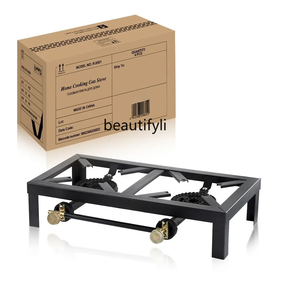 Asmt42 Stufa doppia antincendio tipo stufa fornello a gas facile da pulire, gas liquefatto domestico semplice