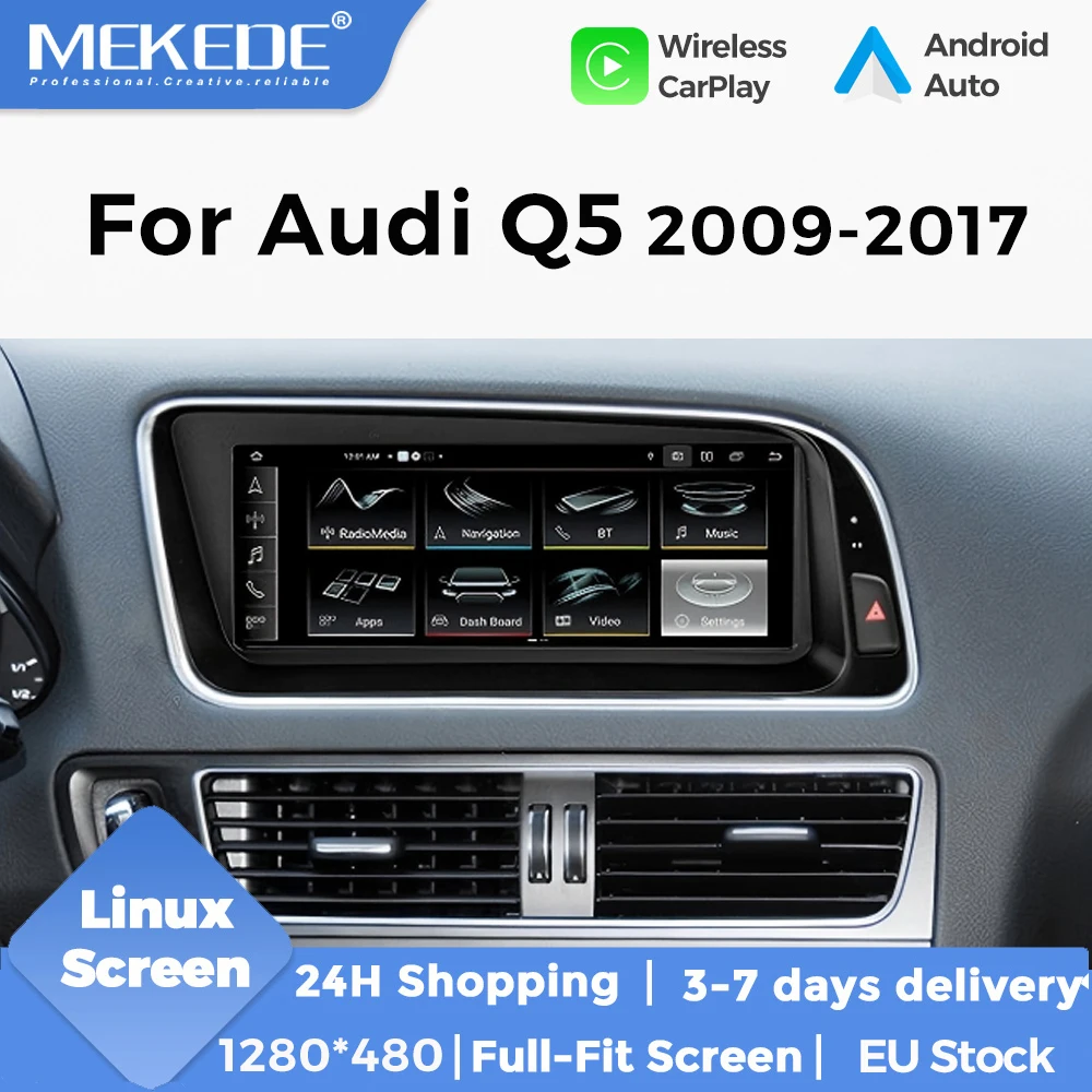 MEKEDE Linux-System Auto-Multimedia-Player für Audi Q5 2009-2017 WIFI BT HD-Bildschirm Plug-and-Play Wireless CarPlay Android Auto Unterstützung AHD-Rückfahrkamera Idrive SWC Original-Autofunktionen