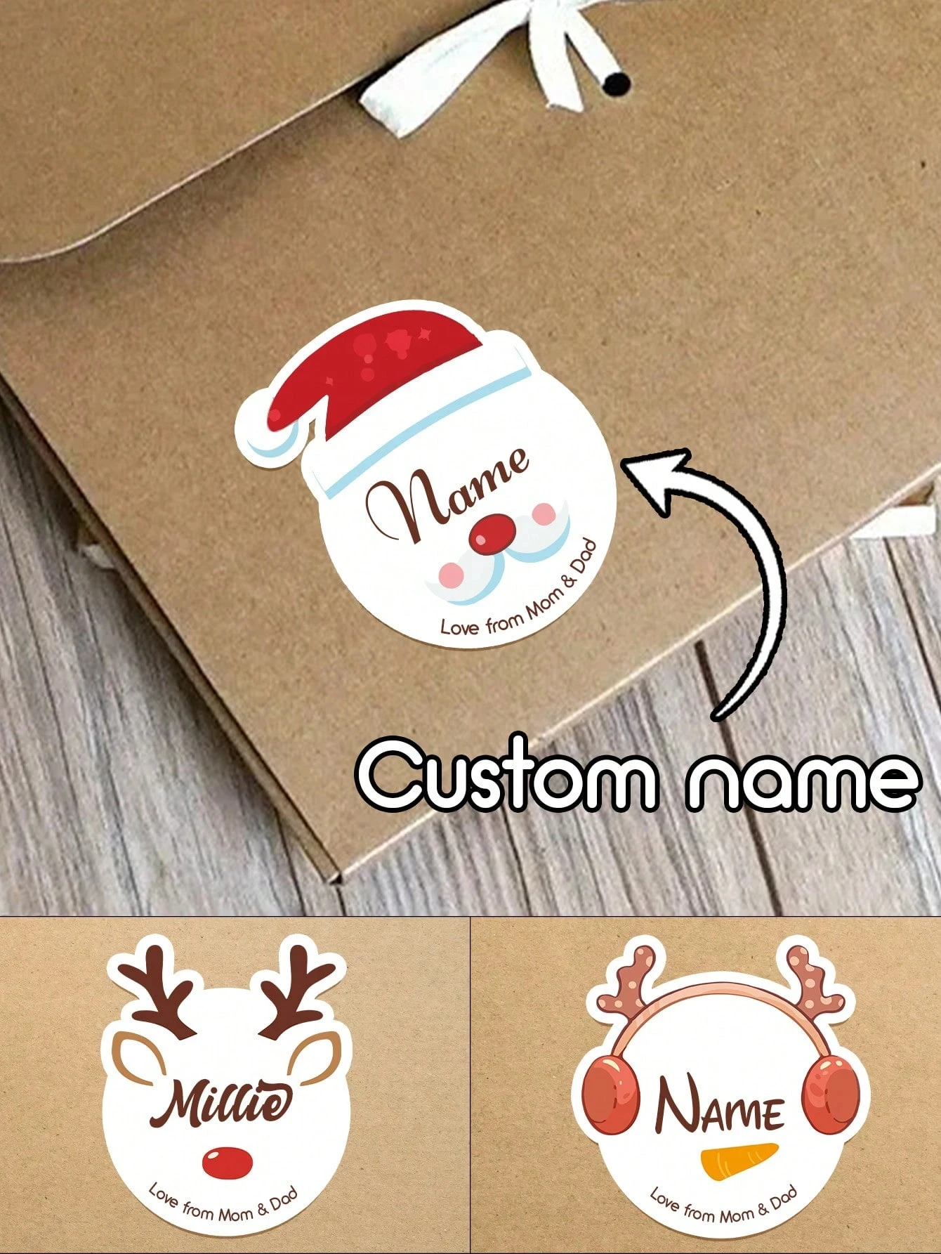 Custom Personalized Christmas Stickers Customizable Name Tag Kids Party Favors Envelopes Invitation Cup Warm Ambience Holiday De