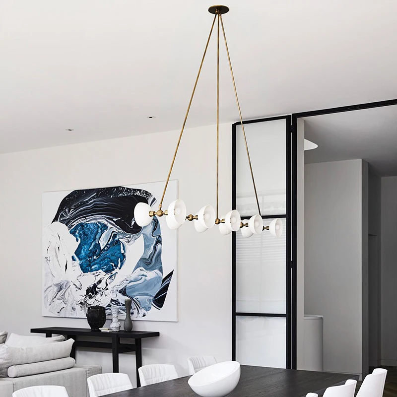 French Retro Bone China Chandelier Minimalist Long Pendant Light for Living Room Restaurant Villa Dining Table And Bar Counter