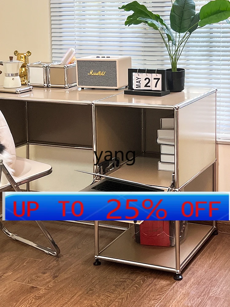 

LH Light Luxury Bedroom Hwusm Module Combination Dresser Stainless Steel Makeup Table Storage