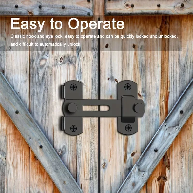 1pc Stainless Steel Barn Door Lock - 180° Flip Sliding Latch with 2 Keys, Anti-Theft Security for Garage, Bathroom, Easy Install