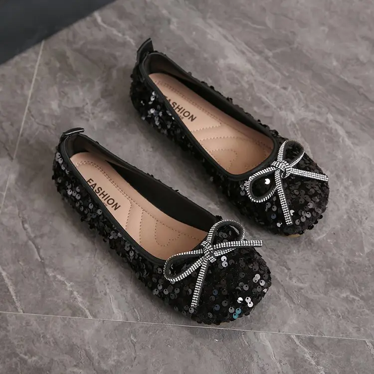 2026 Damen Glitzer-Ballerinas Lässige Gehschuhe Frühling Neu Runde Zehenkappe Schleife Modische Marken-Kleiderschuhe Zapatillas Mujer – Detail 5