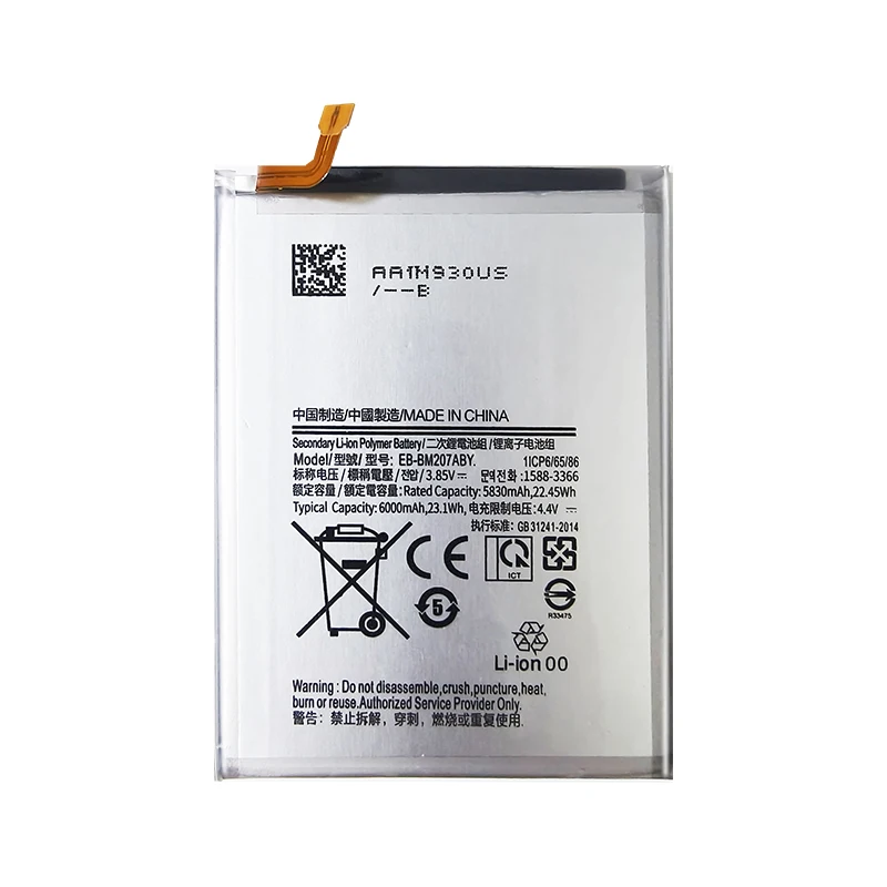 6000mAh EB-BM207ABY Zamienna bateria telefonu komórkowego do SAMSUNG Galaxy M30s SM-M3070 M3070 M21 M31 M215 Baterie Smartphon