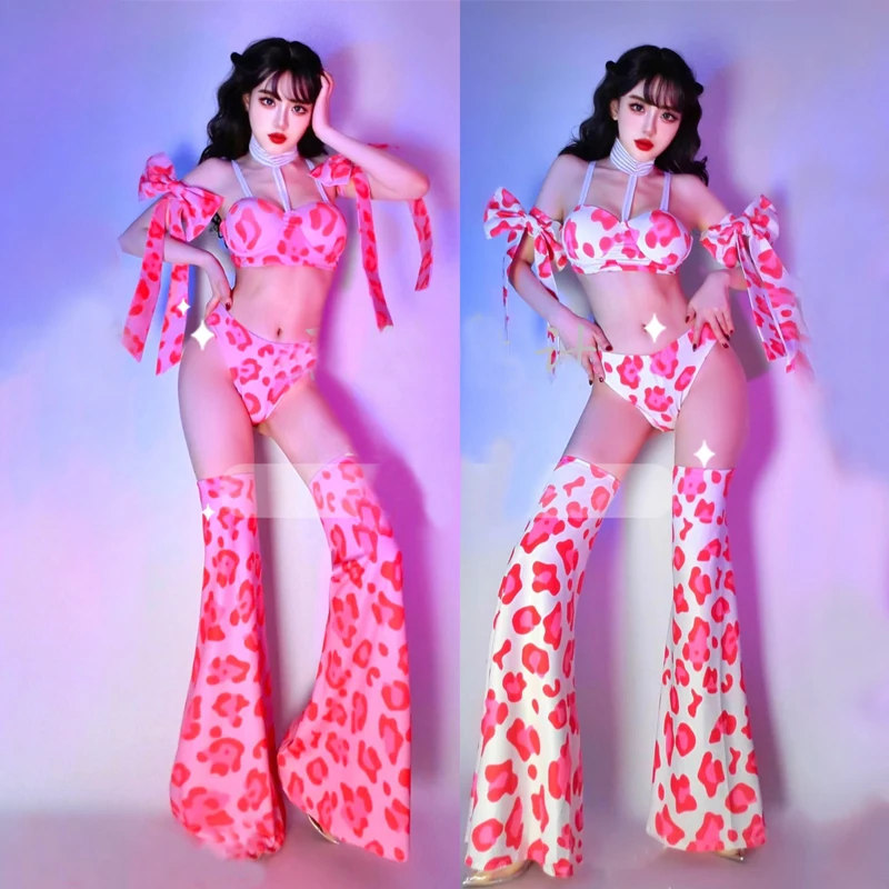 

Women'S Party Jazz Dance Costumes Cute Love Bikini Legs Sets Bar Nightclub Dj Ds Stage Gogo Costumes Pole Rave Outfit XS6675