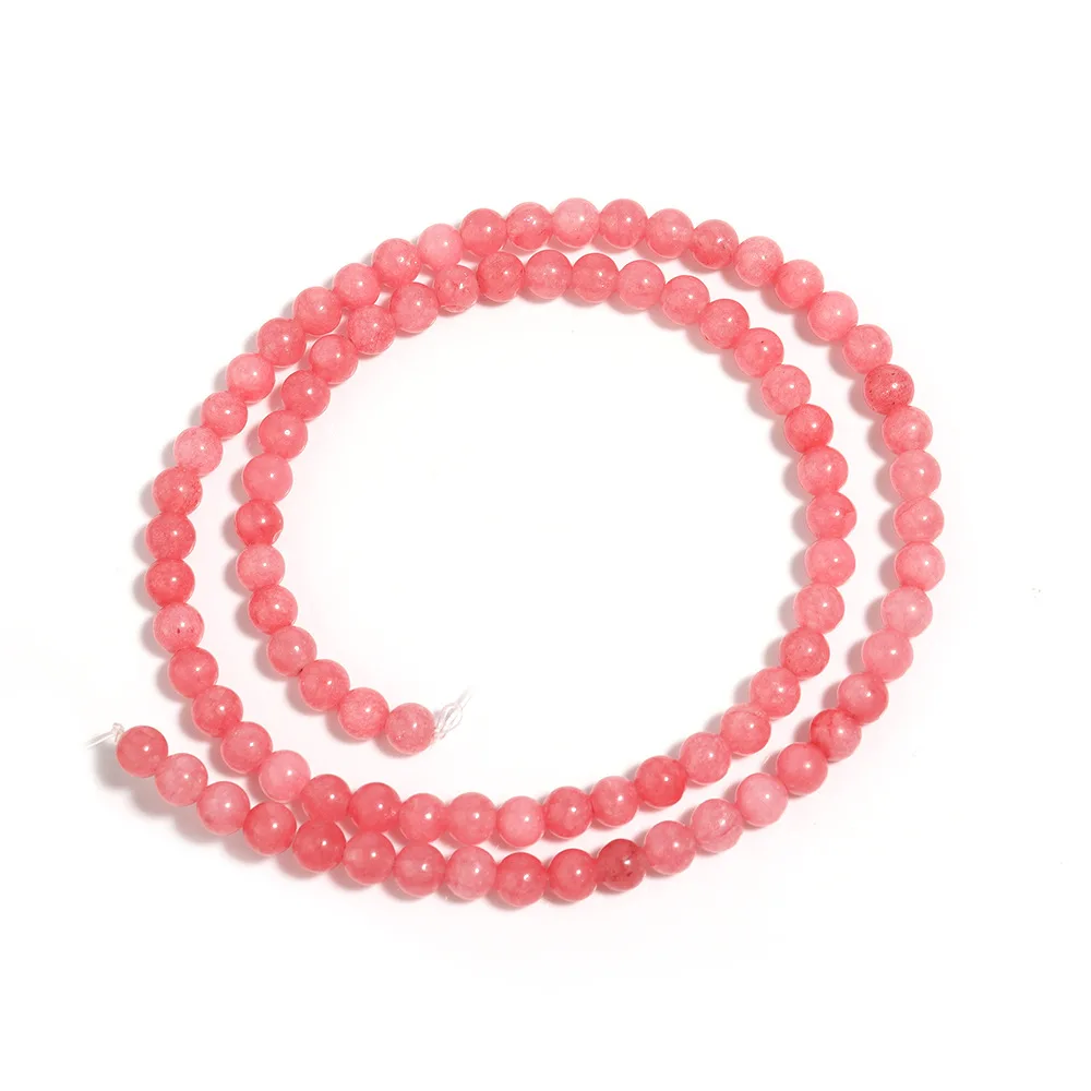 1 Strand/Lot Natuurlijke Roze Chalcedoon Stenen Kralen Spacer Jades Kraal voor Sieraden Maken DIY Armband Ketting Accessoires