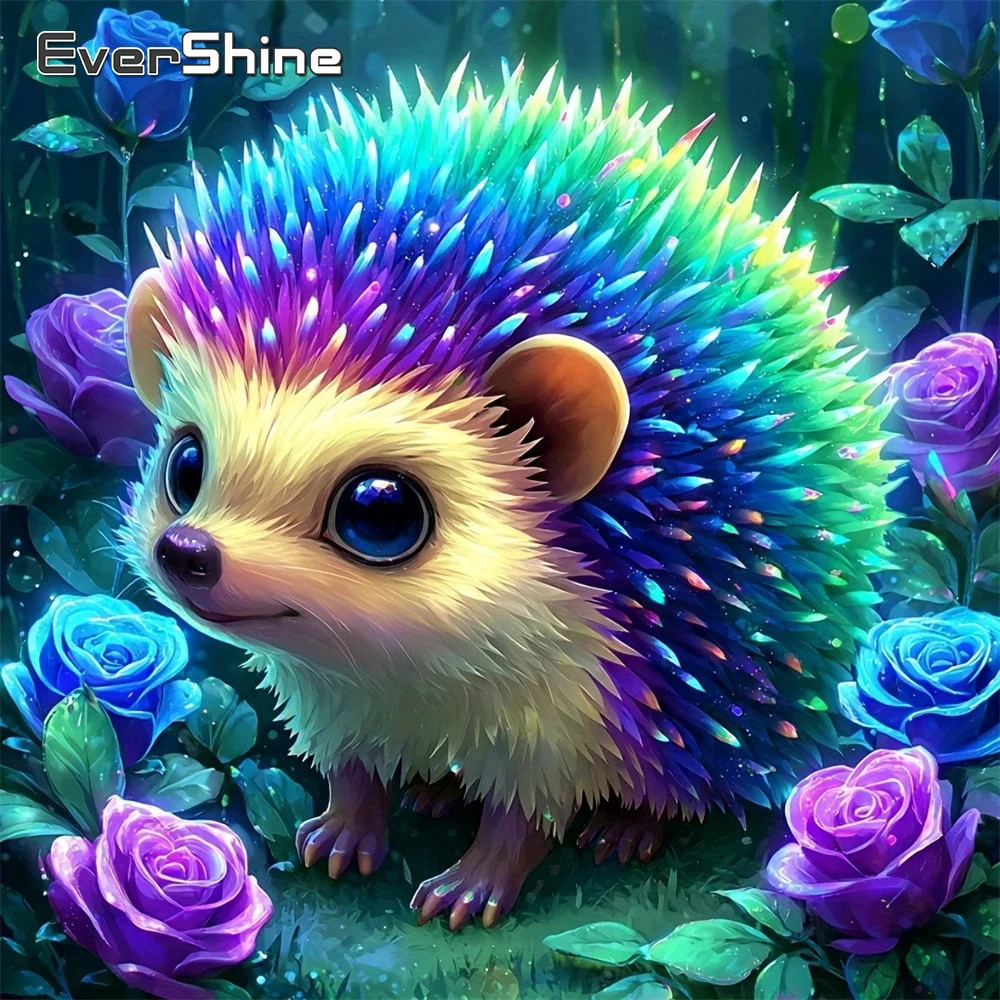 EverShine Diamant-Stickerei, Tierbild, Strass-Mosaik, Igel-Muster für Erwachsene, Anfänger, Malerei, Rosen-Wandkunst