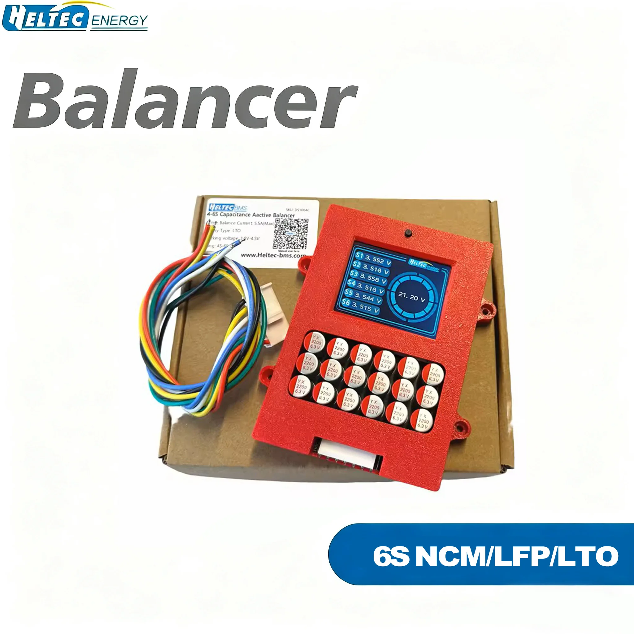 Heltecbms Lipo/lifepo4/LTO balanceador de celda de batería 6s balanceador activo con pantalla de voltaje probador de voltaje TFT ecualizador 5A