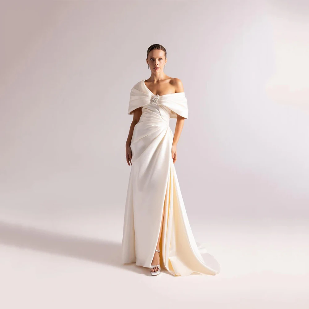 

Элегантные шармезные плиссированные трапециевидные платья трапециевидной формы с открытыми плечами на заказ, одинаковые платья для особых случаев на заказ