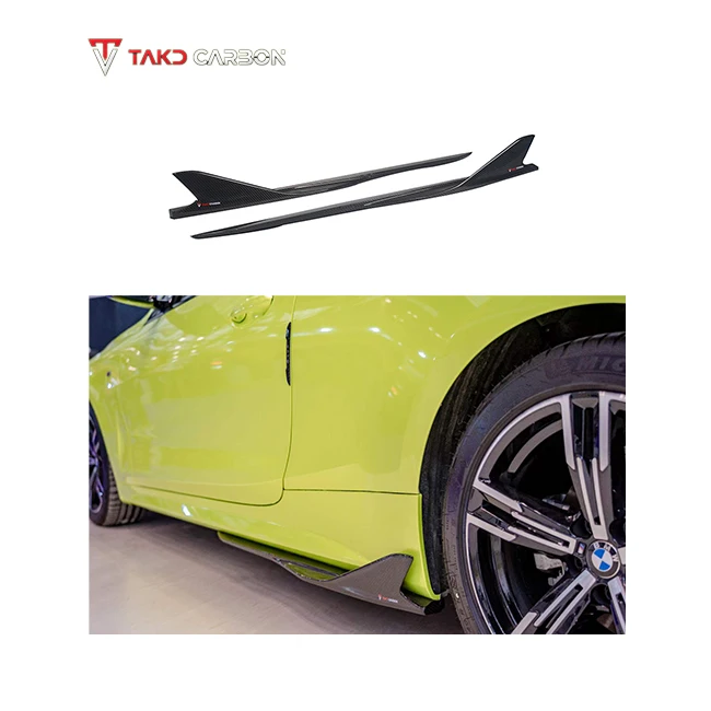 TAKD Real Car Data Development Dry Carbon Fiber Side Skirts Extensions For BMW 4 Series G22 G23 2021-UP