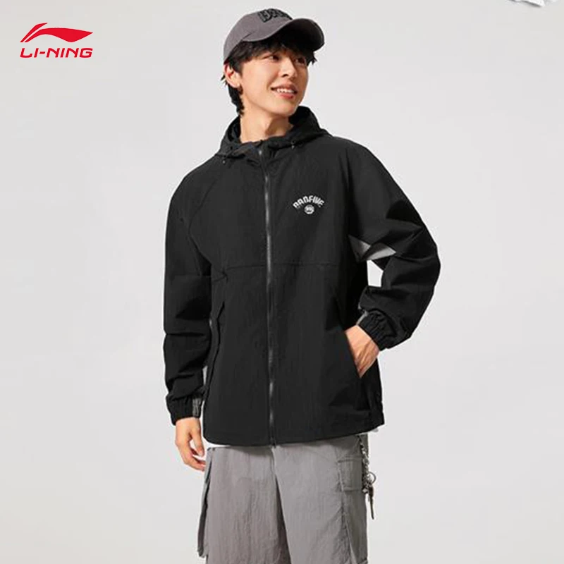 

LI-NING BADFIVE Мужская свободная спортивная ветровка Удобная дышащая толстовка с капюшоном AFDV129