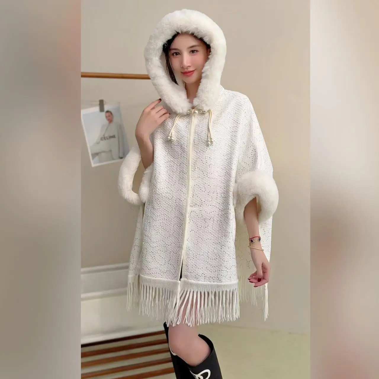 

Женские элегантные роскошные повседневные модные свободные повседневные куртки на осень-зиму, новые модные женские пончо в китайском стиле, накидки, одежда