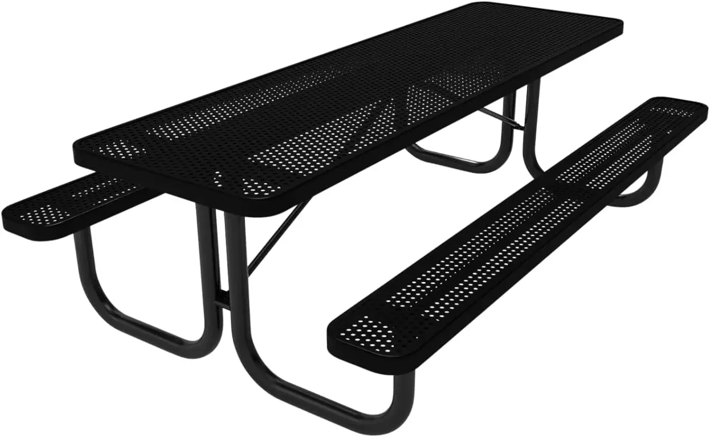 

Heavy-Duty Portable Outdoor Picnic Table, Thermoplastic Coated Expanded Metal Commercial-Grade
