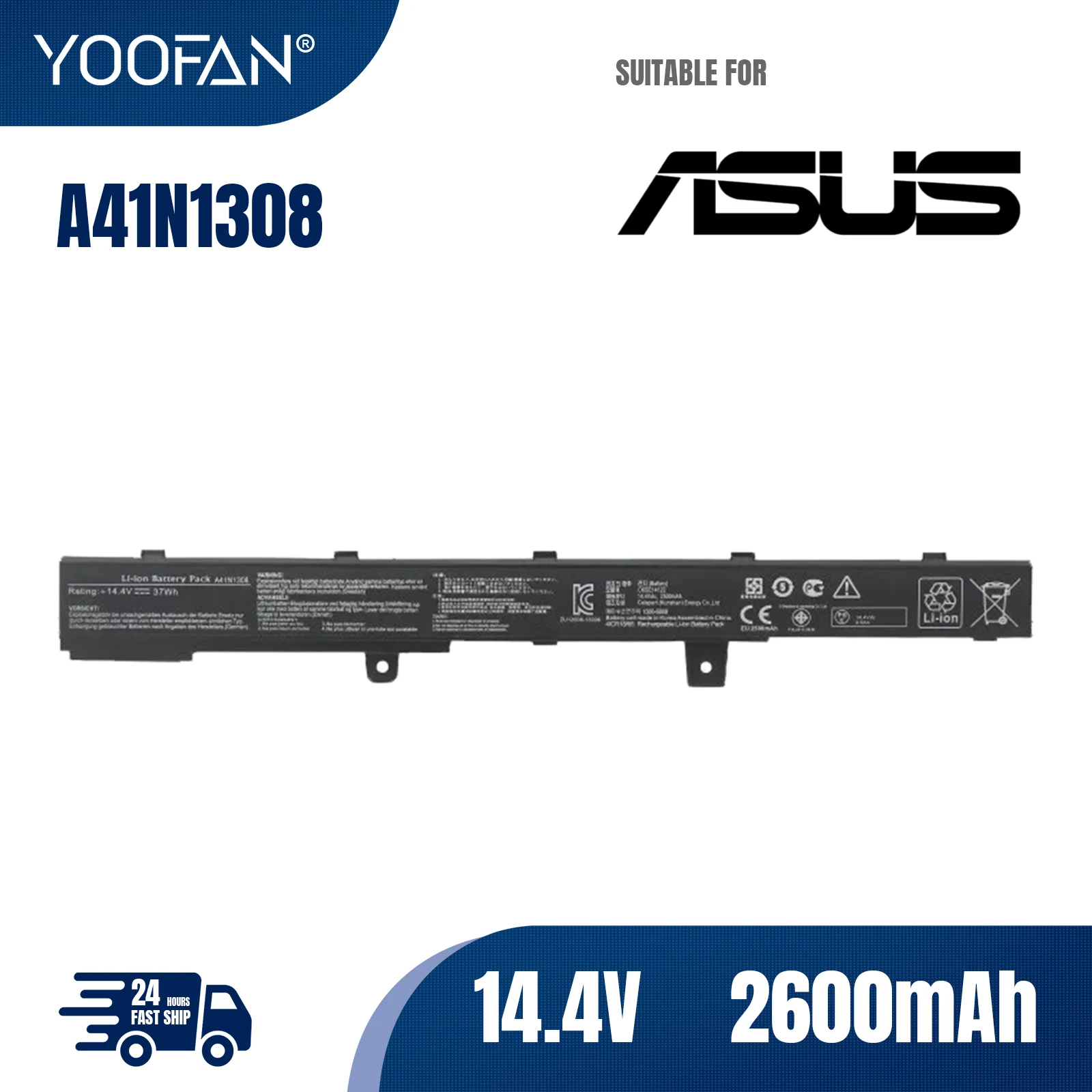 YOOFAN A31N1319 A41N1308 Battery for ASUS X451 X551 X451C X451CA X551C X551CA X551M X551MA A31LJ91