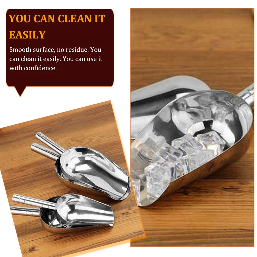 

Ergonomic Stainless Steel Ice Cube Shovel Multi-Function Food Scoop For Kitchen Bar Restaurant French Fries Ice Sugar Flour