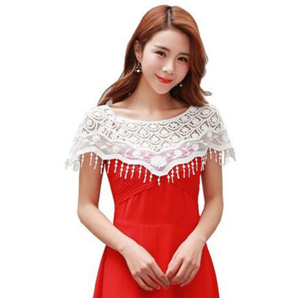 

Bridal Shawl Hollow Out Lace Shawl Poncho Retro Elegant Fake Collar French Style Thin Evening Dress Shawl Shoulder Decoration