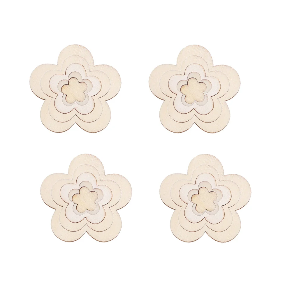 

250Pcs Plum Blossom Wood Chip Wooden Pieces Smooth Surface Durable for DIY Crafts Holiday Wedding Birthday Christmas Decorations