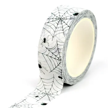 Nueva cinta Washi decorativa de telaraña de Halloween de 1X10M para álbum de recortes, cinta adhesiva artesanal, papelería bonita para diario