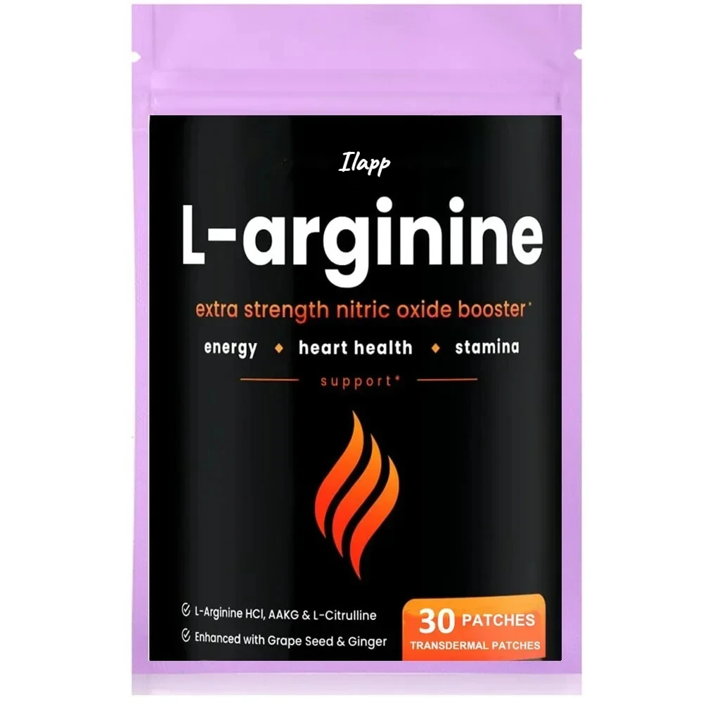 30 Patches L Arginine Transdermal Patches Enhanced with Grape Seed & Ginger  Energy, Blood Flow, Heart Health & Stamina