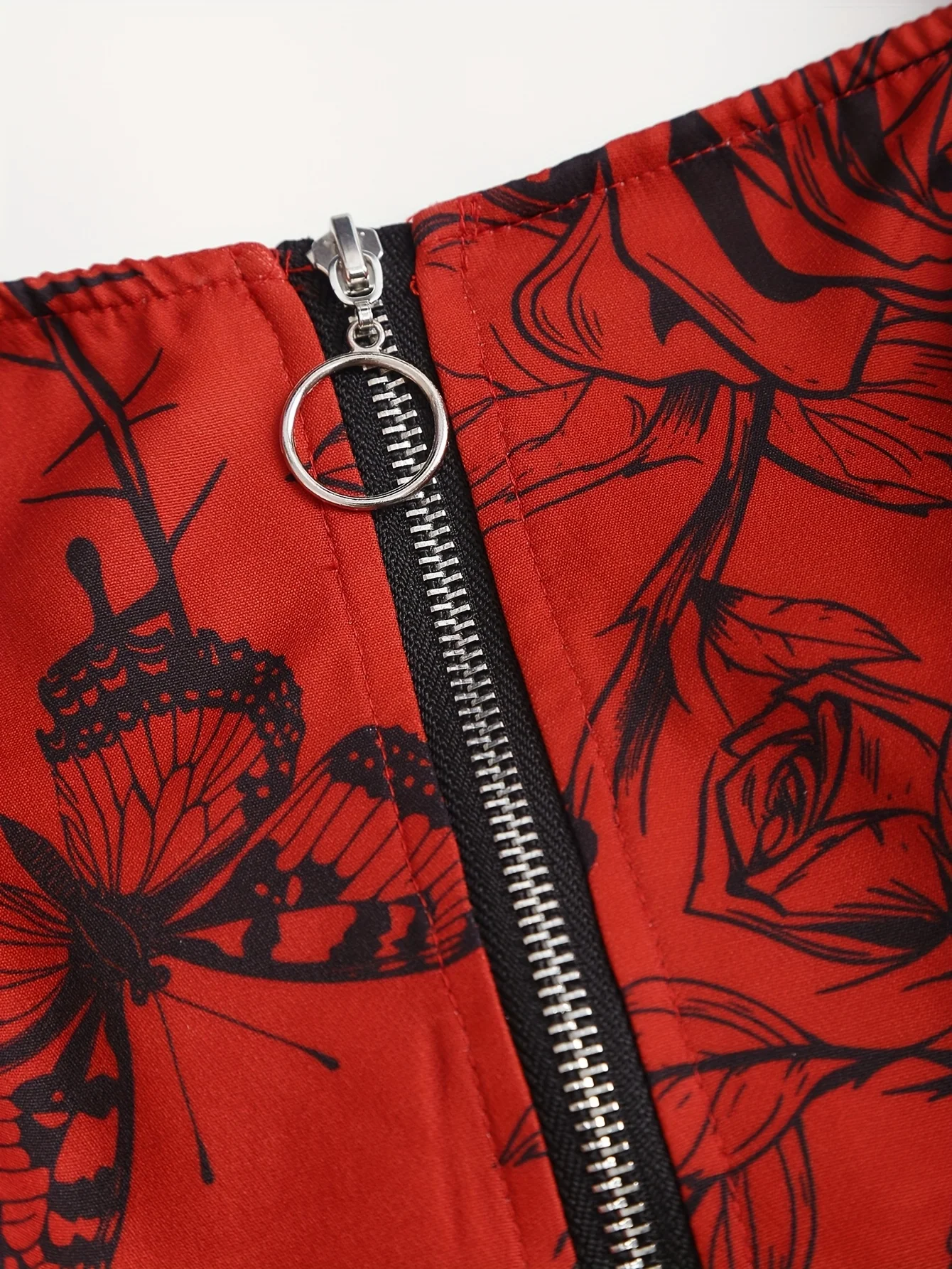 European and American trend oversized ladies slimming shoulder strap zipper full print skull pattern dress