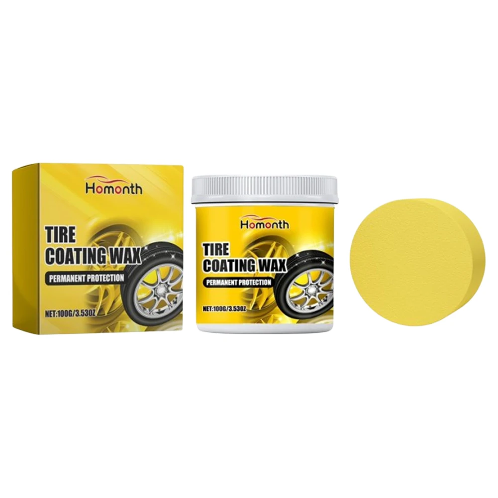 100g Tire Coating Wax Car Tire Retreading and Film Plating Cream Tire Shine Coating Wax Auto Rubber Parts Shiny Paste Anti-Aging