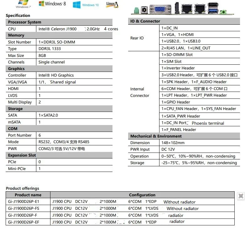 Nuovo e Gi-J1900D26P Modulo di controllo V2.2 per macchine al dettaglio, auto-serica, all-in-one Controllo industriale