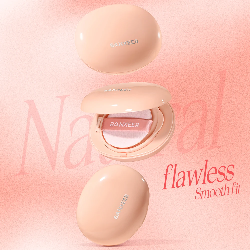 BANXEER Cushion Cream Fuller Natural Coverage Waterproof Oil-controlling Matte Finish Cushion Compact With Puff Face Makeup