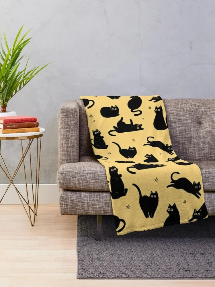 black cat pattern Throw Blanket Winter beds Camping Decorative Sofas Blankets