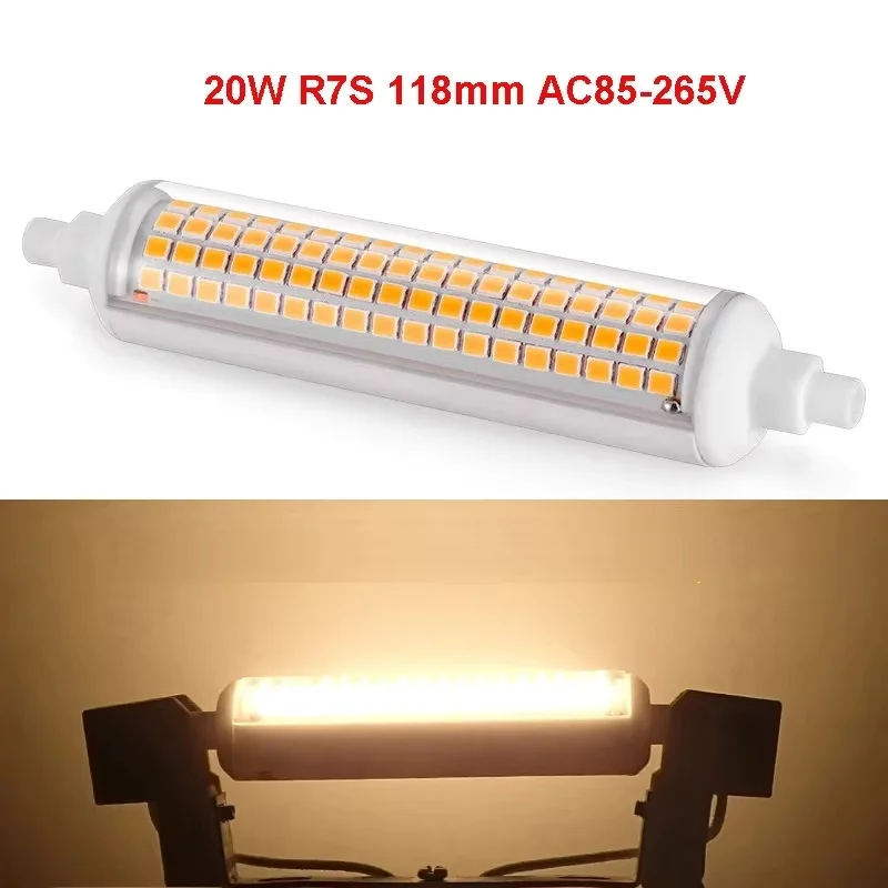 106LEDs No flicker High-Brightness R7S 118MM 20W LED Double-ended Lamp Replacement Metal Halide Solar Tube 110V 220V 85-265V