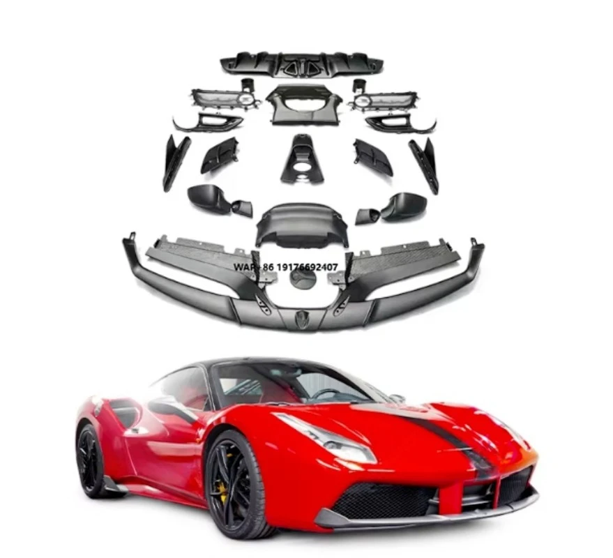 Super Car Body Kit for  488 Modified to C Style Front Lip Rear Diffuser Carbon Fiber Body Kit