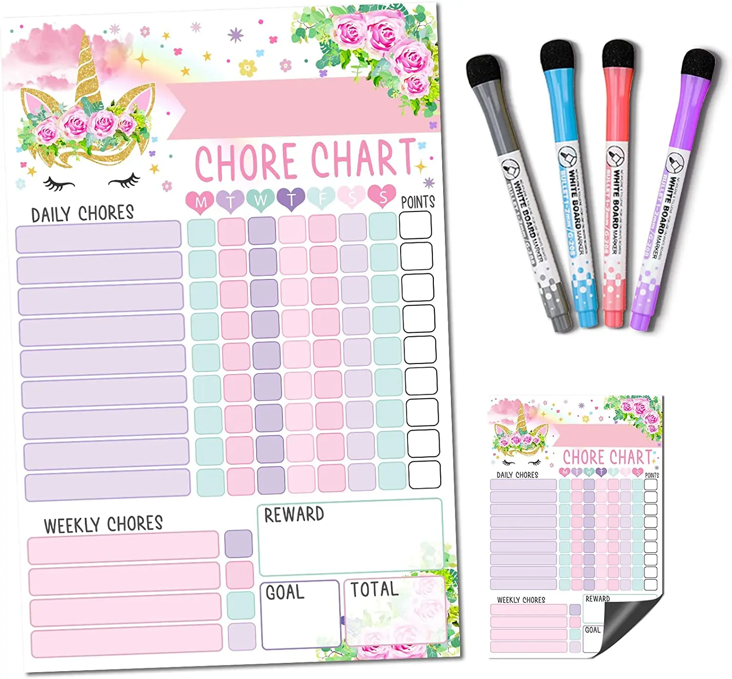 Memo Magnetic Board Chore Chart Reusable Checklist,Kids Chores ,Elder Care Checklist Daily Planner Responsibility & Behavior