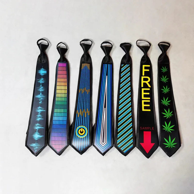 

Voice activated luminous tie, Christmas dance party performance, Halloween pattern voice activated el luminous tie