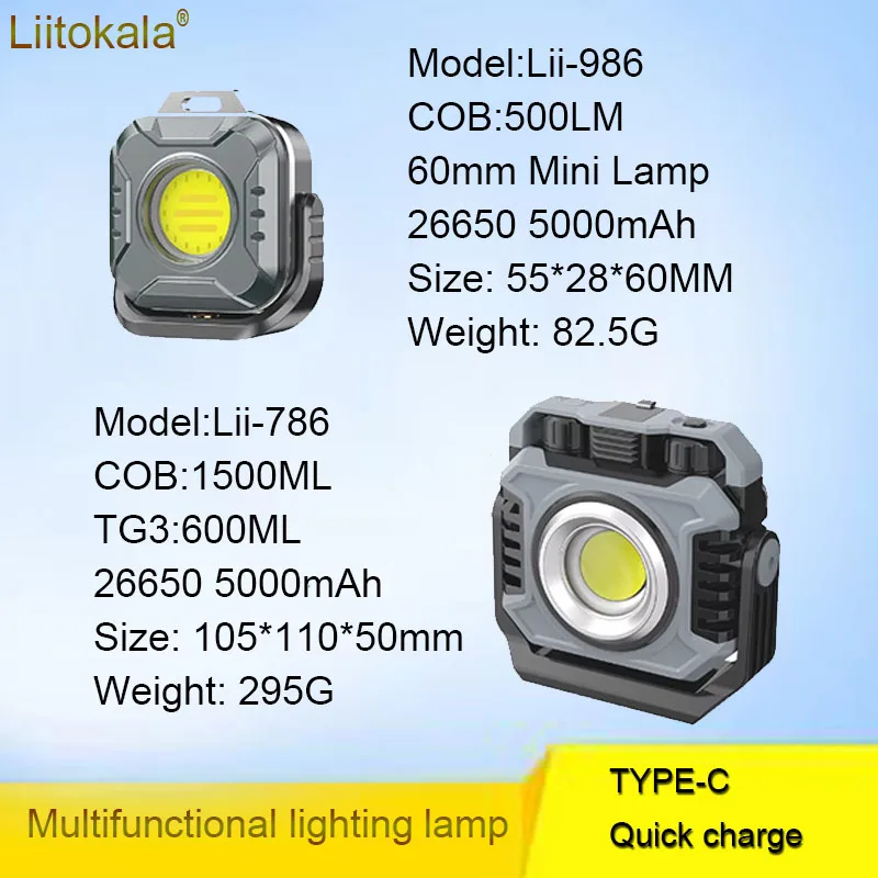 LiitoKala LF-786 Work lights LF-986 Mini portable headlamp +26650 5000mAh Battery TYPE- fast charging