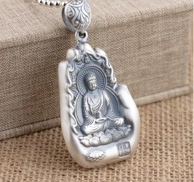 

Eight Patronus Pendants Foot Silver Twelve Zodiac Life Buddha Sterling Silver Men's and Women's Antique Style