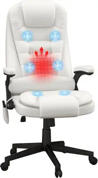 Image High Back Vibration Massage Office Chair with 6 Vibration Points, Heated Reclining PU Leather Computer Chair