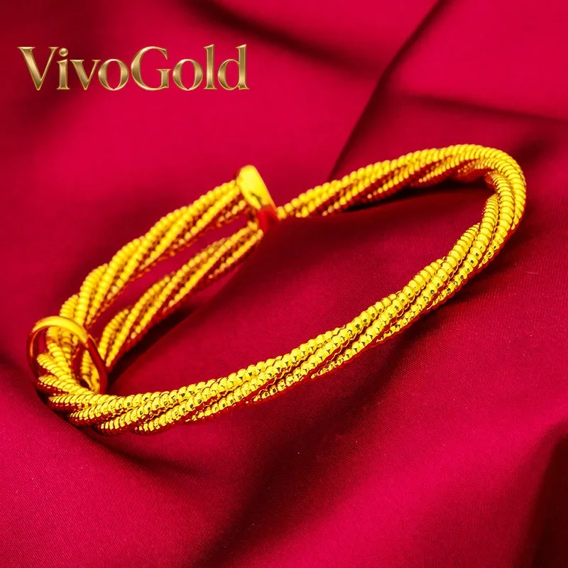 

VivoGold VivoGold Толстый витой браслет для женщин, 24-каратное золото, AU999 | Прочная витая лента с регулируемым отверстием, долговечная, для рекламных целей.