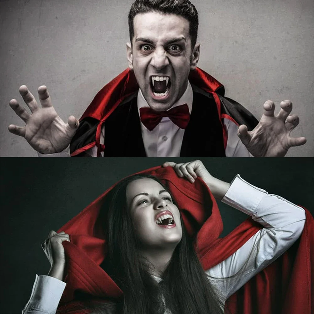 1/2 Paar gefälschte Vampirzähne Kostüm Cosplay Halloween Horror Vampir gefälschte Reißzähne für Erwachsene Kinder Halloween Party Requisiten Zubehör – Detail 8