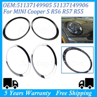 Cubierta del faro del anillo embellecedor del faro 51137149905   Cromo para MINI Cooper S R56 R57 R55 Clubman 2007 2008 2009 2010 2011 2012-2015