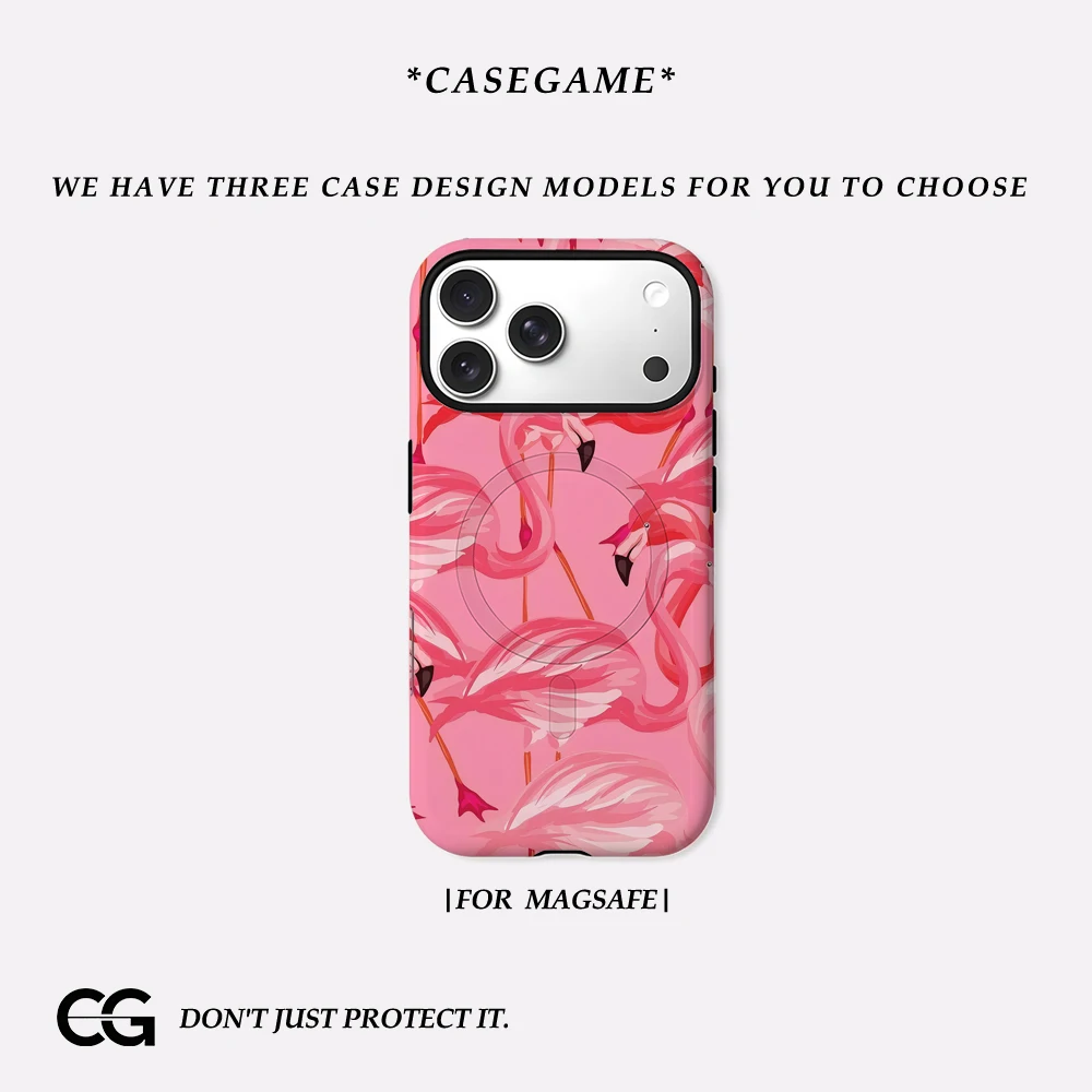 

Чехол для телефона из флока с фламинго для IPhone 17, 16, 15, 14, 13, Pro Max Plus, магнитный одинарный двухслойный прочный чехол