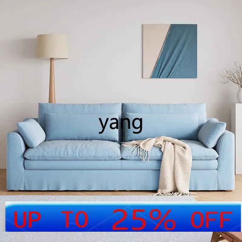 LH Chinese cotton and linen fabric style sofa living room small apartment removable and washable straight row sofa