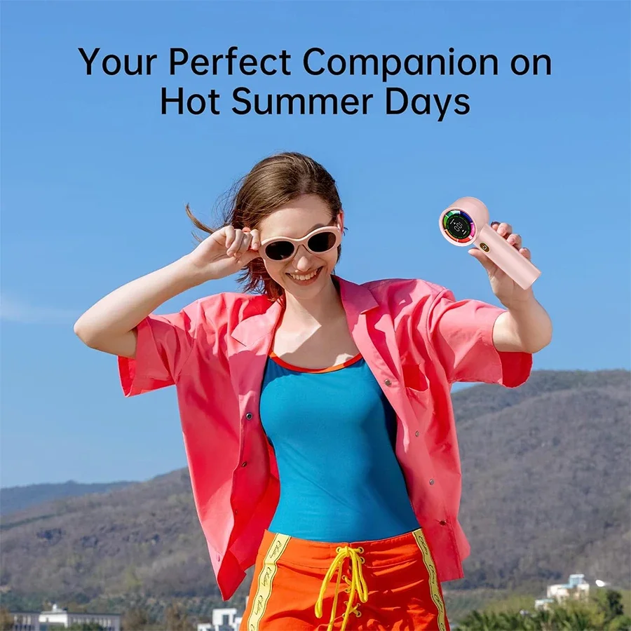 

Ручной вентилятор, 6 скоростей, аккумулятор 3000 мАч, персональный цифровой дисплей, перезаряжаемый через USB, для путешествий, на открытом воздухе, идея для школьного подарка