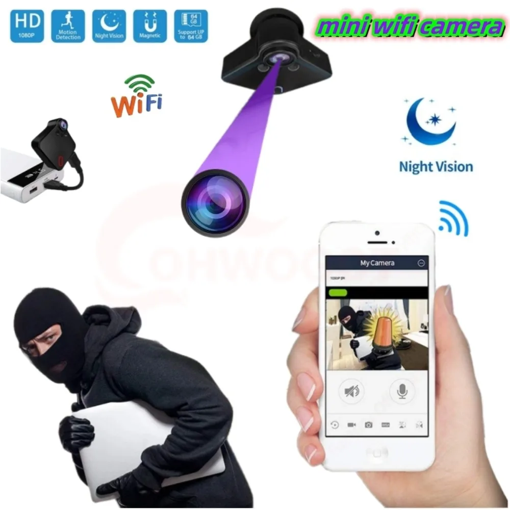 

Subminiature Mini WiFi Camera 1080P HD IR Night Vision Voice Video Security IP Camcorder P2P Surveillance Cam DVR Video Recorder