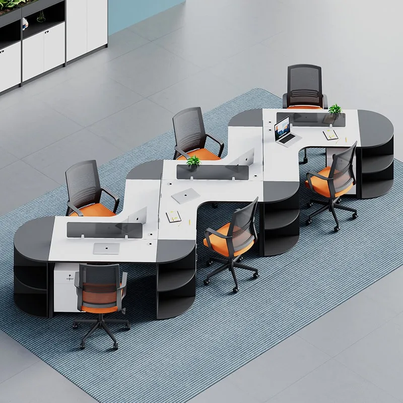 

Office four five six screen staff office desk and chair combination simple modern six staff office furniture