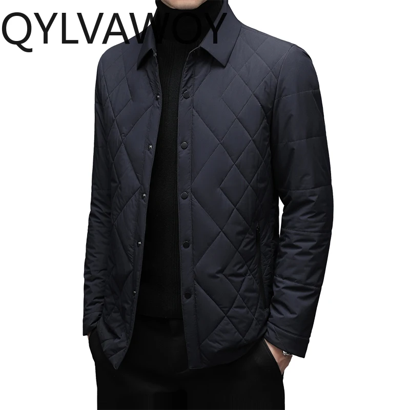 QYLVAWOY 100% البوليستر الرجال الخريف الشتاء التلبيب سترة قطن منتصف العمر المسنين معطف القطن الدافئ غير رسمي ملابس خارجية LJ2143