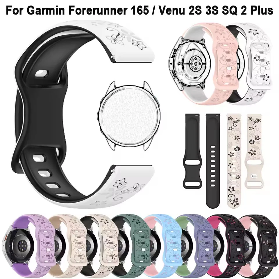 18/20 مللي متر حزام ساعة سيليكون ل Garmin Forerunner 570 42mmVivoactive 6/5 حزام ل Venu 2S/3S Move 3S Smartwatch الفرقة سوار